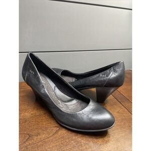 Born Crown Women's 9.5 Sabrina Classic Black Leather Pumps Heels Comfortable